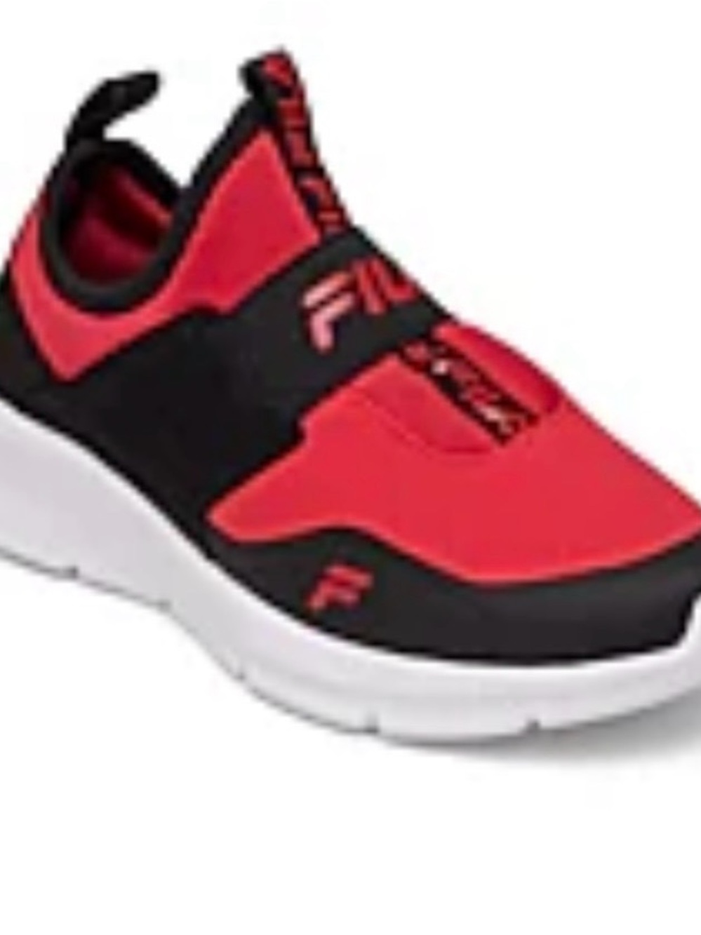 Fila Kids Red and Black Slip-On Sneaker with White Sole